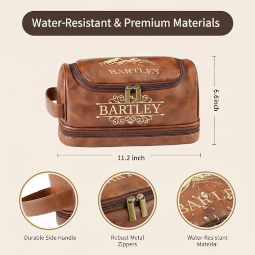 Father Day Gifts from Daughter Son, Personalized Toiletry Bag for Men, 3D Engraved Travel Toiletry Bag with Hanging Hook, Unique Customized Gifts for Men Husband Dad, Large Grooming Organizer - color: Classic Collection
