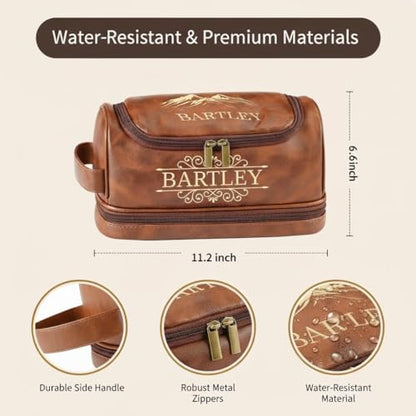 Father Day Gifts from Daughter Son, Personalized Toiletry Bag for Men, 3D Engraved Travel Toiletry Bag with Hanging Hook, Unique Customized Gifts for Men Husband Dad, Large Grooming Organizer - color: Classic Collection