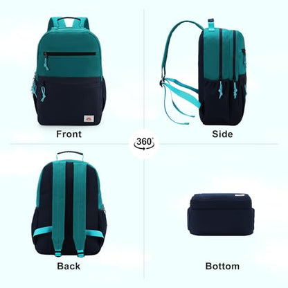 VASCHY School Backpack, Lightweight Classic Cute Aesthetic Bookbag Daypack for Teen Boys Traveling/Gym/Middle School Navy Green - color: Navy Green-l, size: Large-17in
