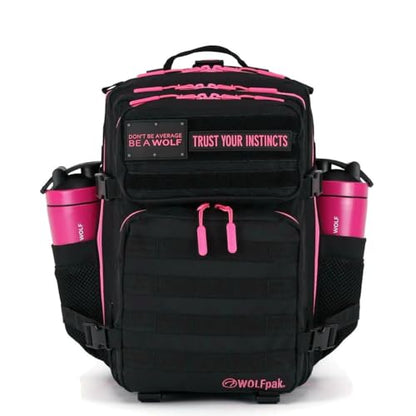 WOLFpak 35L Tactical Gym Backpack (Black Neon Pink) Durable 1000D Waterproof Oxford Material with MOLLE Webbing, Laptop Pocket & Dual Cup Holders, Durable Fitness/Travel/Military Daypack - color: Black Neon Pink