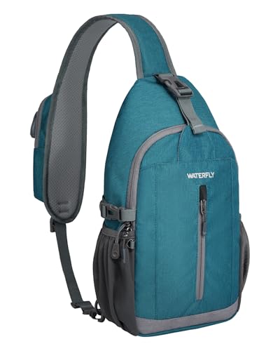 WATERFLY Sling Bag Crossbody Backpack: 8L RFID Anti Theft Cross Body Shoulder Bag Travel Crossover Side Bag for Men Women - color: Peacock Blue