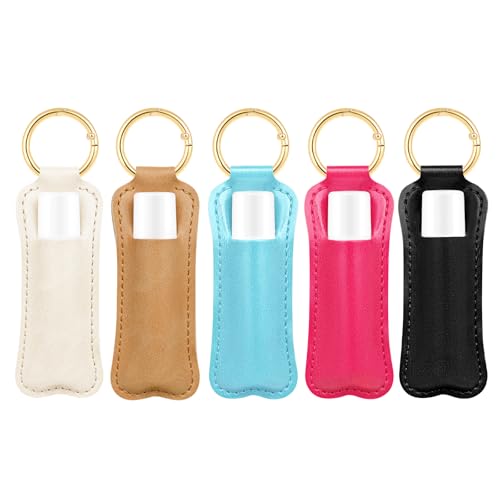 WK IEASON Lip Balm Holder for Chapstick Lipstick Sleeve Keychain,Small Christmas Gifts Stocking Stuffers for Teen Girls Women - color: 5 Pcs-set B