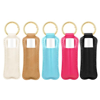 WK IEASON Lip Balm Holder for Chapstick Lipstick Sleeve Keychain,Small Christmas Gifts Stocking Stuffers for Teen Girls Women - color: 5 Pcs-set B
