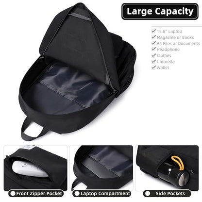 Backpack for Women Men 17 Inch Laptop Back Pack Large College Bookbag Kids Elementary Middle High School Bag for Girls Boys Teens Students Lightweight Travel Work Backpacks Casual Daypack Black - color: Black