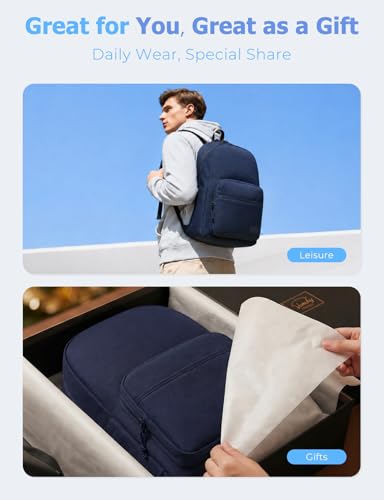 VASCHY School Backpacks, Lightweight Bookbag Schoolbag for Boys Girls Casual Basic Simple Daypack for Men Women Navy - color: Navy