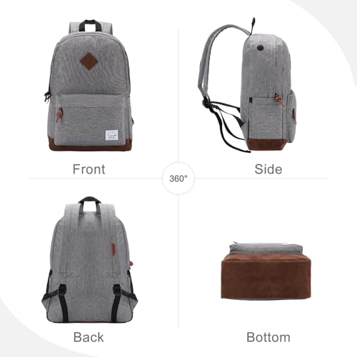 Backpack for Men Women,VASCHY Classic Water-resistant Lightweight Travel School Backpack Casual Daypack - color: Charcoal Grey