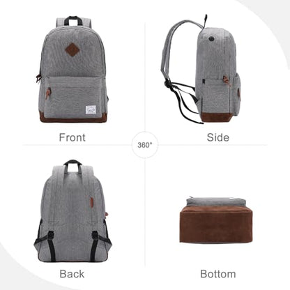 Backpack for Men Women,VASCHY Classic Water-resistant Lightweight Travel School Backpack Casual Daypack - color: Charcoal Grey