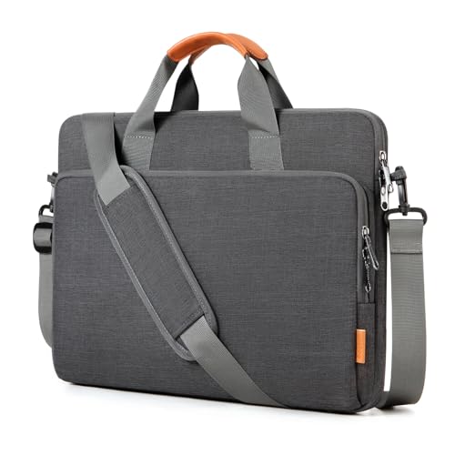 bagasin 17 17.3 18 inch Laptop Computer PC Shoulder Bag Carrying Case, Water-Repellent Fabric Briefcase, Lightweight Toploader, Business Casual or School - color: Grey, size: 17.3