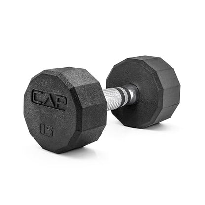 CAP Barbell Coated Hex Dumbbell Weight - Single | 10-120 lbs | Multiple Options - size: 15 lb, style: 12-Sided - Chrome Handle