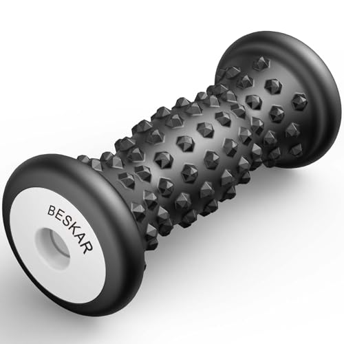 BESKAR Foot Massage Roller for Plantar Fasciitis Relief, Portable Reflexology Tool Pressure Point Massage Rollers, Deep Tissue Massages for Relieving Feet Arch Heel Pain, Myofascial Pain Syndrome - color: Carbon Black