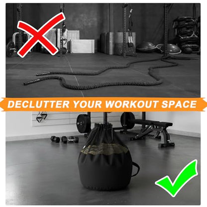J Bryant Extra Large Battle Rope Storage Bag – Heavy-Duty Carry Sack for Training Ropes, Jump Ropes & Gym Accessories - color: Black