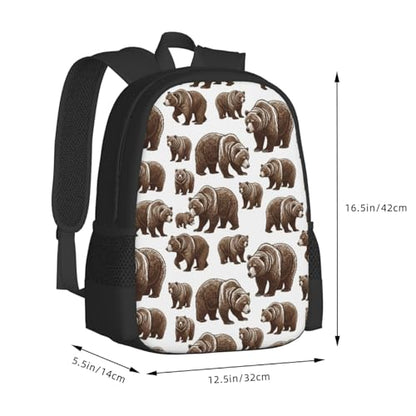 Sturdy Polyester Shoulder Pack Cute Bears, Anti Theft Spacious Camping Rucksack Casual Daily Bag for Men Women Fitness Outdoor Activity - color: Design (1329)