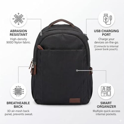 Travel Backpack Mens Business Laptop Bag with Multi-Pockets Minimalist Nylon Daypack Fits 16 Inch Notebook Casual Work Bag (BLK) - color: Blk