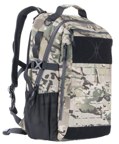 Urban Tactical Backpack Laser-Cut MOLLE Daypack Commuter Bag for EDC,Travel,Work,Hiking for Men Women - color: At Camo