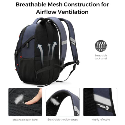 Swissdigital Design Travel Laptop Backpack for Men with USB SD803-12 - color: Black/Blue