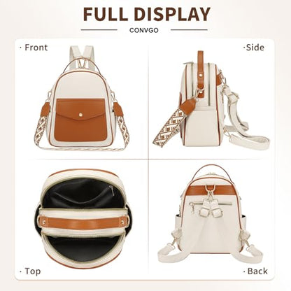 Small Backpack Purse for Women PU Leather Mini Backpack, Beige - color: Beige
