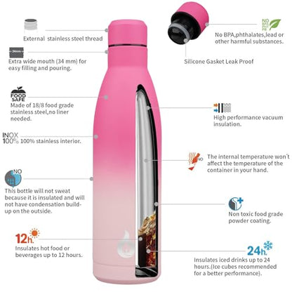BJPKPK 25 oz Insulated Stainless Steel Water Bottle, Metal Sports Flask - color: Cherry, size: 25 Ounces