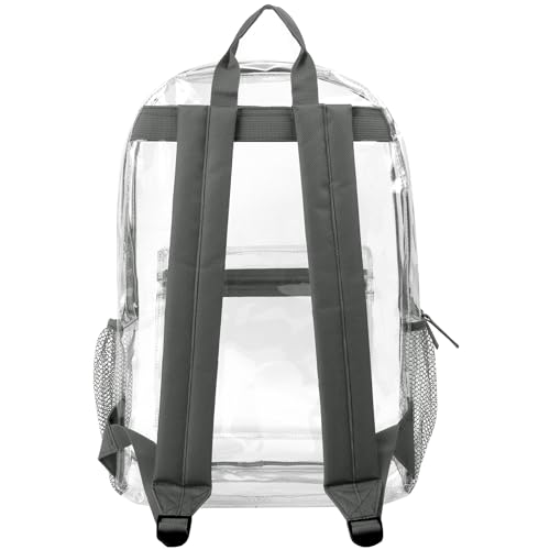 Trail maker Bulk Clear Backpacks Wholesale for School 24 Pack Clear Backpacks for Boys, Girls, School, Stadium, Travel (Grey Pack) - color: Grey Pack