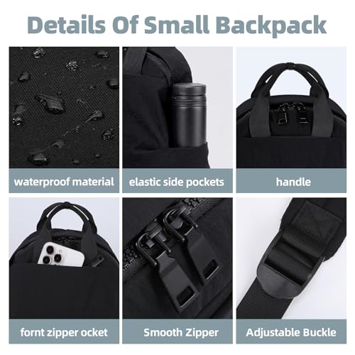 Backpack for Women Fashion Small Bookbag, Water Resistant Lightweight Nylon Daypack for Travel, Hiking & Daily Use - color: Black