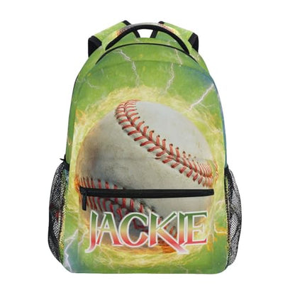 susiyo Custom Name Backpack Personalized School Bookbag Baseball with Lightning Lightweight College Back Pack Travel Camping Casual Daypack for Teens Girls Boys Women Men - color: Custom Baseball