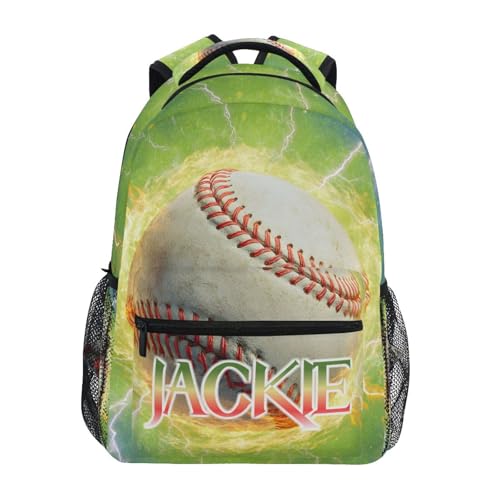 susiyo Custom Name Backpack Personalized School Bookbag Baseball with Lightning Lightweight College Back Pack Travel Camping Casual Daypack for Teens Girls Boys Women Men - color: Custom Baseball