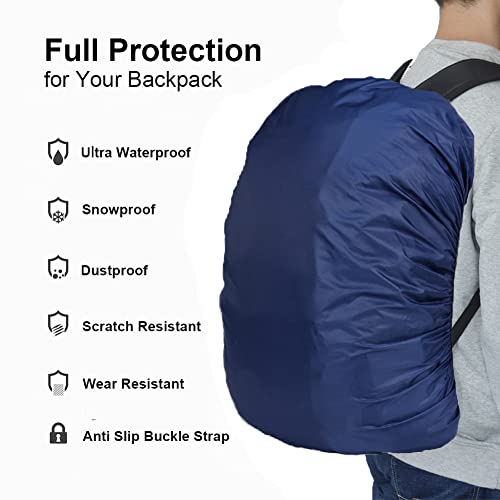 Waterproof Backpack Rain Cover with Anti Slip Buckle Strap for Camping, Hiking, Traveling, Hunting, Biking, 15-80L - color: Midnight Blue, size: 70L - 80L