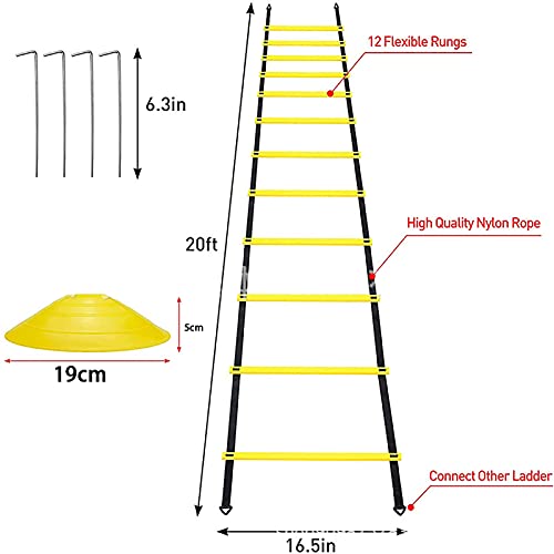 Resistance Parachute Football Training Agility Ladder Set, with 1Resistance Parachute/4hooks/6 Cones, for Kids Teenager Adult Sprint/Football Training