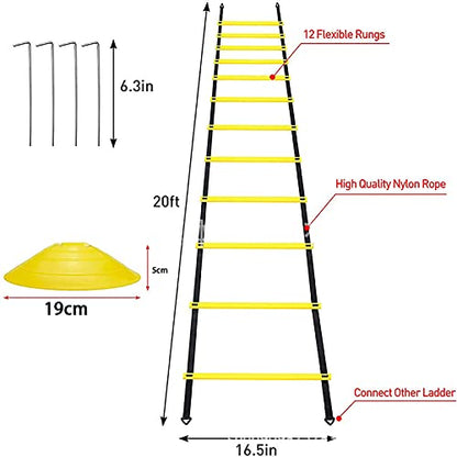 Resistance Parachute Football Training Agility Ladder Set, with 1Resistance Parachute/4hooks/6 Cones, for Kids Teenager Adult Sprint/Football Training