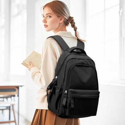 winspansy Small Backpack For School Girls Boys Aesthetic Lightweight Travel Daypack Simple Cute Backpack For Women Men College High School Bookbag Fit 14 Inch Laptop,Black - color: A1-black