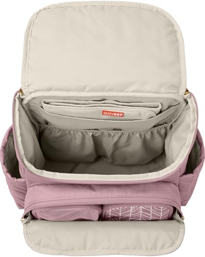 Skip Hop Diaper Bag Backpack: Forma, Multi-Function Baby Travel Bag with Changing Pad & Stroller Attachment, Mauve Mist - color: Mauve Mist