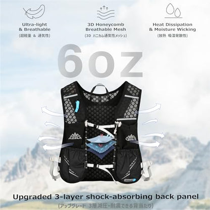 Azarxis Running Water Bottles Flask BPA Free Leakproof Hydration Vest Packs Waist Belt Replacement for Triathlon Marathon Hiking Cycling Climbing Runner - color: #3 Black (7L) + 1.5L White Water Bladder
