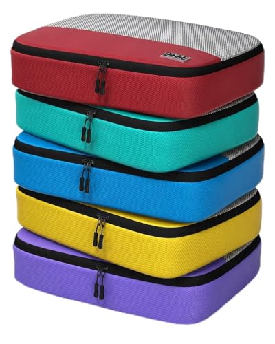 Medium Packing Cubes for Travel - 5pc Packing Cubes for Suitcases - Lightweight Luggage Organizer Bags (Non-Compression) - color: Multicolor, size: Medium