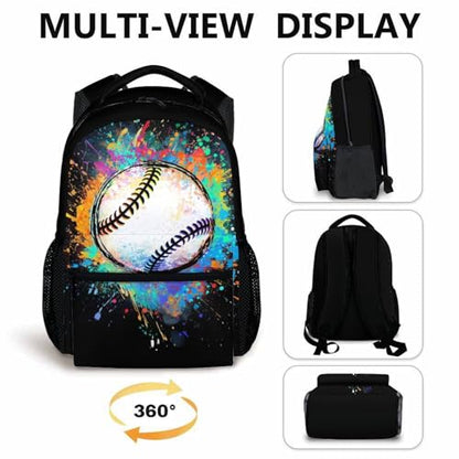 Boys School Backpack Kids Baseball Backpacks Bookbag Back to School Supplies, 17 Inches Large Capacity Cool Sport Back Pack for Kindergarten Elementary Middle (Black) - color: Color 4
