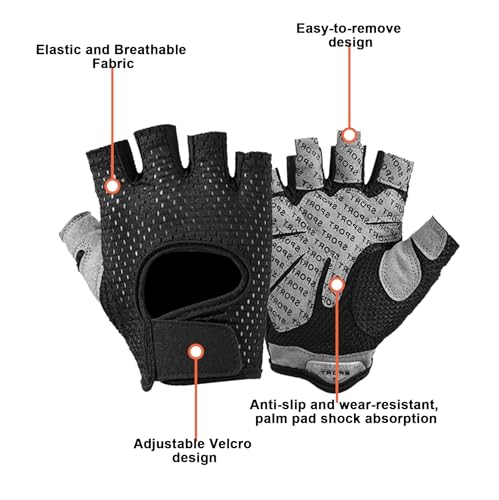 Mealah Men & Women Breathable Workout-Glove - UV Protection Fingerless Gym Gloves for Fitness Rowing Cycling - color: Black with PU