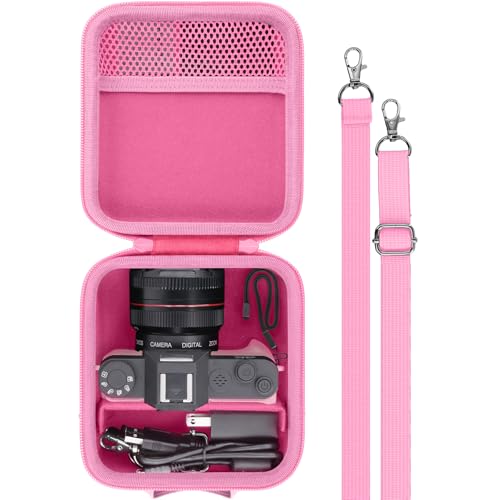 Camera Case for VJIANGER/VETEK/NIKICAM/Yatao 4K Vlogging Camera,Carrying Case Holder for 4K Vlogging Camera and Accessories(Pink Case) - color: Pink Case