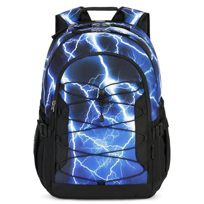 Choco Mocha Boys School Backpack, Blue Backpack for Teen Boys Kids Large Bookbag 17.5 Inch, Lighting - color: Blue-flash