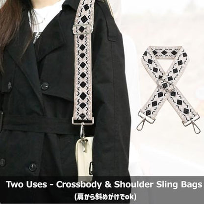 Azarxis Wide Replacement Shoulder Strap Adjustable Crossbody Canvas Webbing for Messenger Bag Laptop Computer Bag - color: #3 - Black & White Rhombus