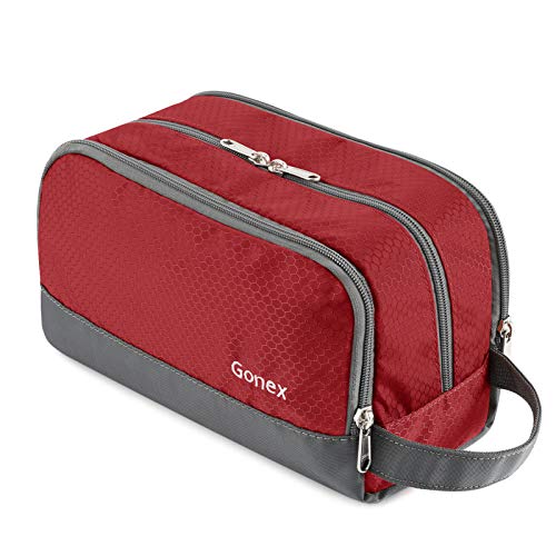 Gonex Travel Toiletry Bag Nylon, Shaving Bag Toiletry Organizer Red - color: Red