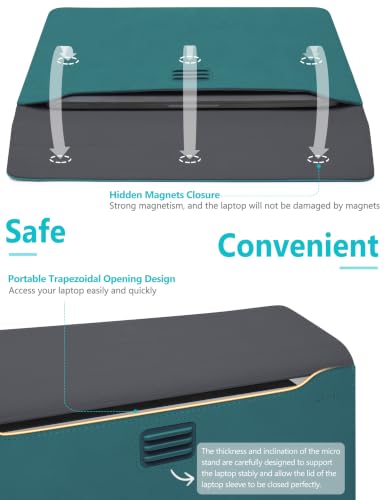 HYZUO 13 Inch Laptop Sleeve Case Bag with Adjustable Stand for MacBook Air 13 M5 A3449 M4 M3 M2 M1 2026-2018, 13" MacBook Neo 2026, MacBook Pro 13 M2 M1 2026-2016, Surface Pro, XPS 13, Dark Green - color: Dark Green, size: 13 Inch