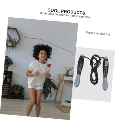 KOMBIUDA Smart Jump Rope with Digital Counter for Fitness and Weight Loss Steel Wire Skipping Rope for Home Workout and Body Shaping Rapid Training Tool in Black and Gray