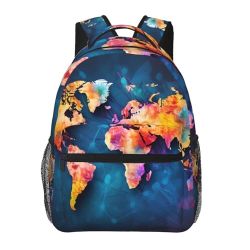 Travel Backpack Abstract World Map Carry on Backpack Lightweight Business 15.6inch Laptop Backpack for Men Women - color: Abstract World Map