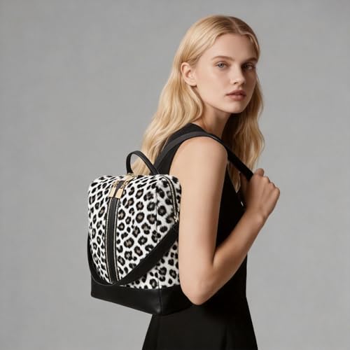 Women's Backpack with Wristlet Set, Large Capacity Tote Backpack for Women, Fashion Travel Backpack & Stylish Mommy Bag (Black Leopard) - color: Black Leopard
