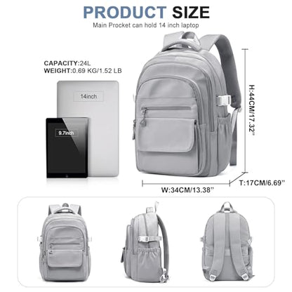 Backpacks For School Women Men,Lightweight College Backpack With Lots Of Pockets,Simple Middle School Bag,Cute Bookbag For Teens Boys Girls（Grey） - color: A3-grey