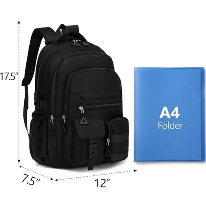 Cute Backpack for Teen Girls Boys, Aesthetic Travel Bookbag for High Middle School College Student (Black) - color: Black