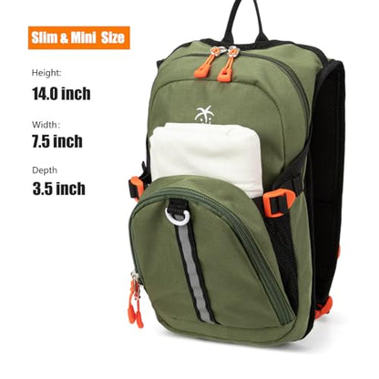 Kids Hydration Backpack, Water Hiking Backpack for Boys or Girls with 1.5L Reservoir Bladder - color: Greygreen