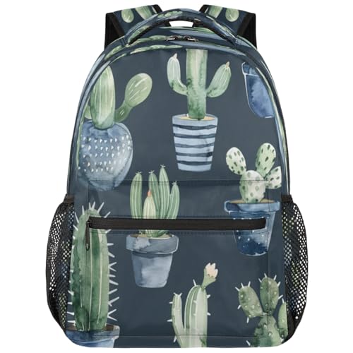 Cacti Plant Backpack with Chest Strap, Casual Backpack for Women Men, 16 Inch Daypack for Travel Work, Cactus - color: Gold