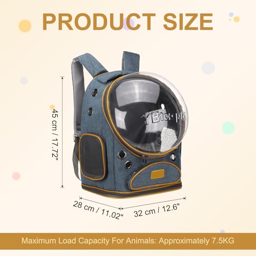 Pet Backpack Carrier, Portable and Ventilated, Oxford Cloth, Dog Cat Travel Bag with Transparent Cover 12.6", (Blue, 1 Pcs), Intended for Hiking/Camping/Traveling - color: Blue
