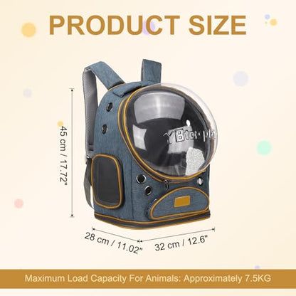 Pet Backpack Carrier, Portable and Ventilated, Oxford Cloth, Dog Cat Travel Bag with Transparent Cover 12.6", (Blue, 1 Pcs), Intended for Hiking/Camping/Traveling - color: Blue