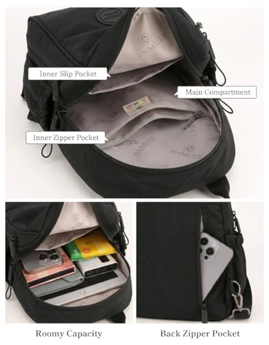 Mini Backpack for Women Nylon Small Backpack Purse Crossbody Sling Bag Convertible Backpack Casual Shopping Daypack (Black) - color: Black