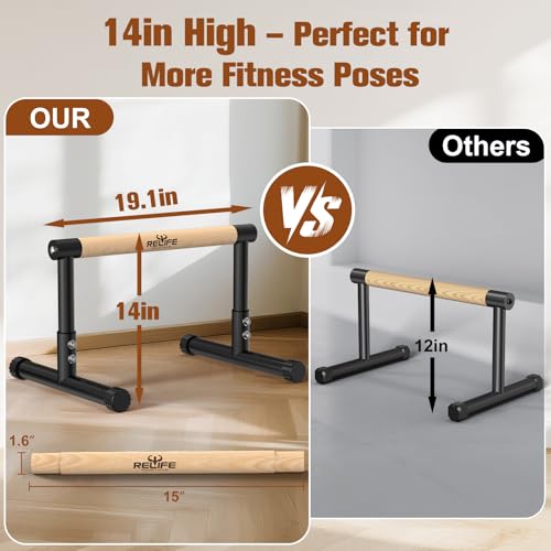 RELIFE REBUILD YOUR LIFE Dip Station Functional Heavy Duty Dip Stands Fitness Workout Dip bar Station Stabilizer Parallette Push Up Stand - color: Black-04